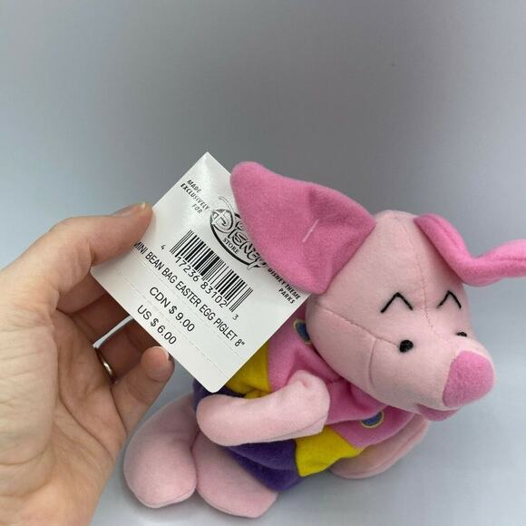 Disney Pink Winnie The Pooh Mini Bean Bag Easter Egg Piglet Plush Stuffed Animal - Picture 6 of 6